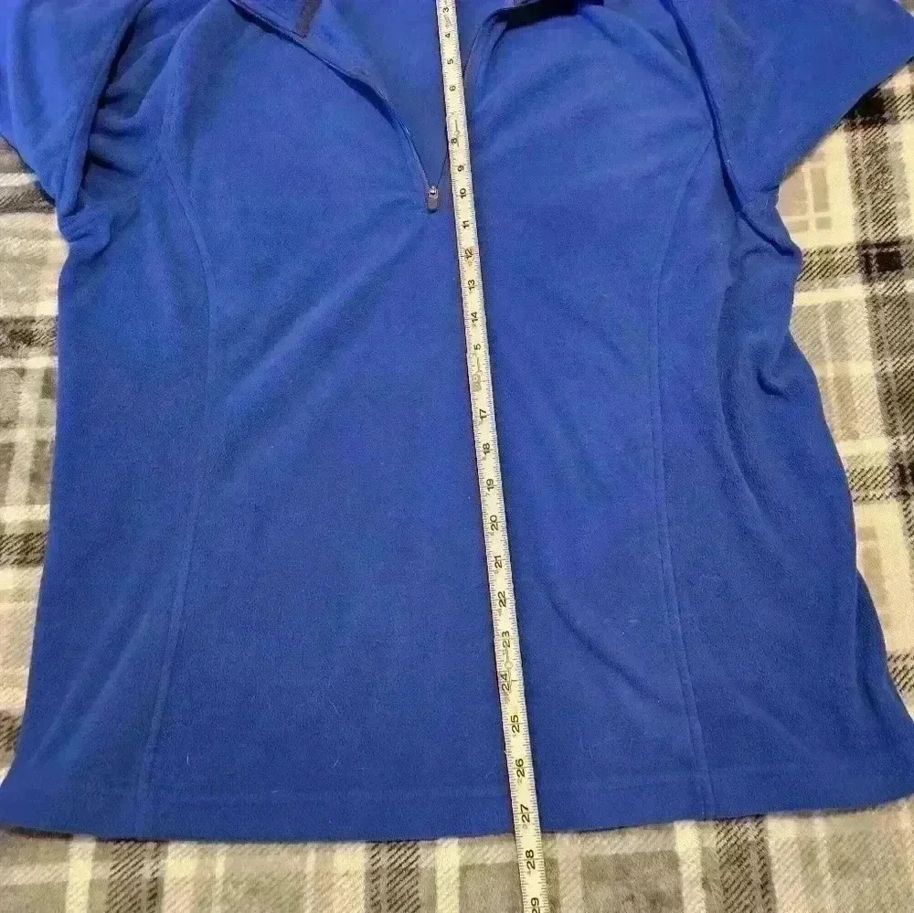 Lands' End, size Large, 100% cotton blue Fleece 1/4 zipper pullover - Picture 4 of 9